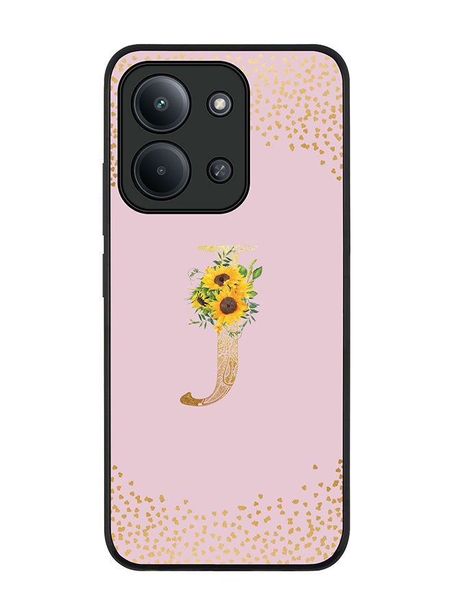 For Xiaomi Poco C85 4G Case,Slim fit Camera Protection, Shockproof Thin Phone cover  - Custom Floral Monogram - J  (Pink )